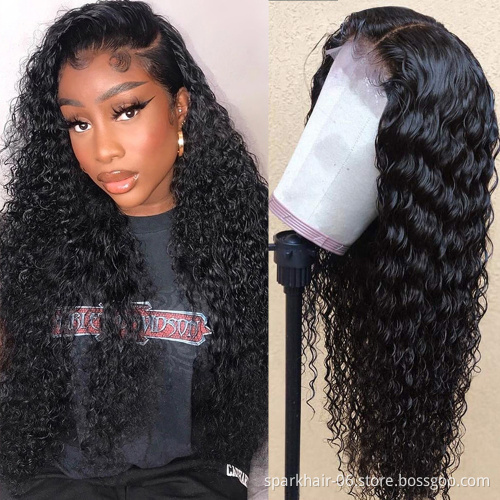 Unprocessed Brazilian Human Hair Full Lace Wig OEM Vendors Water Wave Virgin Cuticle Aligned Full Swiss Lace 100% Human Hair Wig